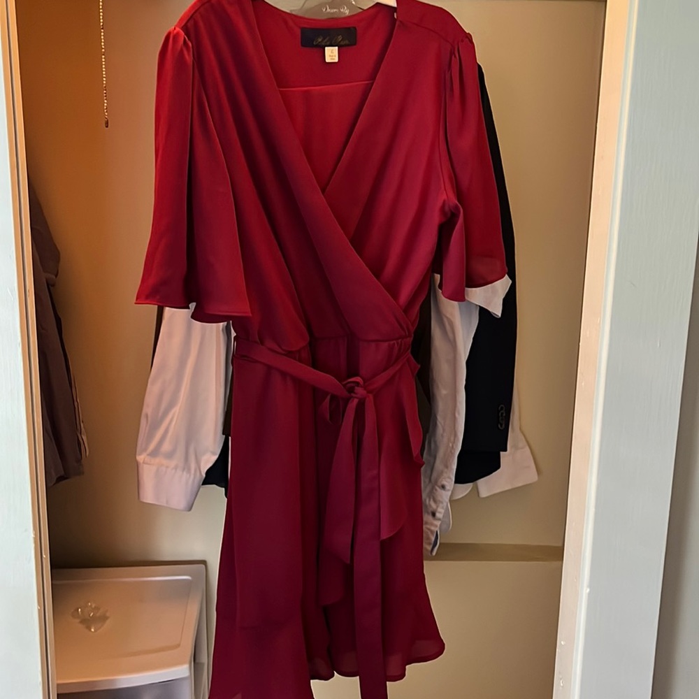 Maroon wrap style dress